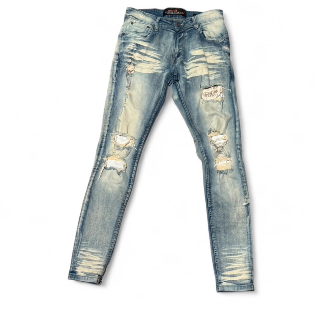 Copper Rivet distressed skinny jeans, size 29/32 (fit 29/31)